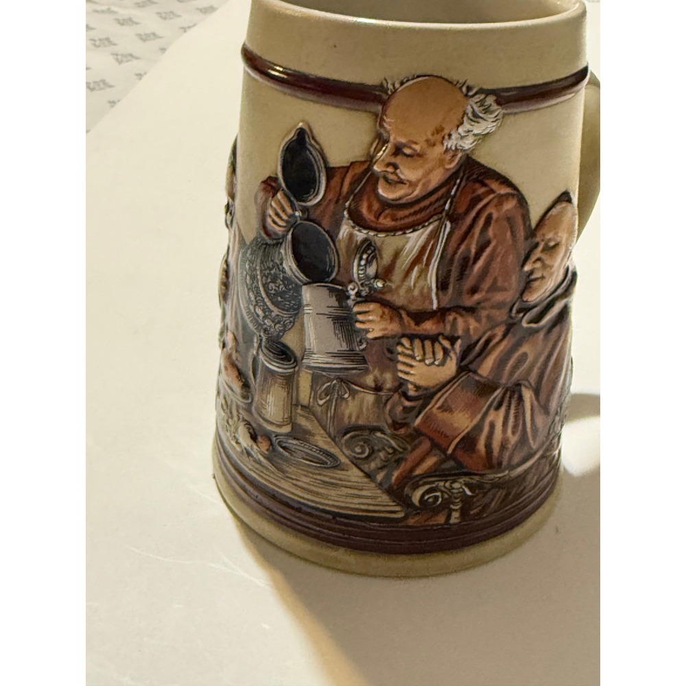 Cramarte Edition Kössinger 1989 Monk Relief Beer Stein Ceramic Mug 6 Inch‎